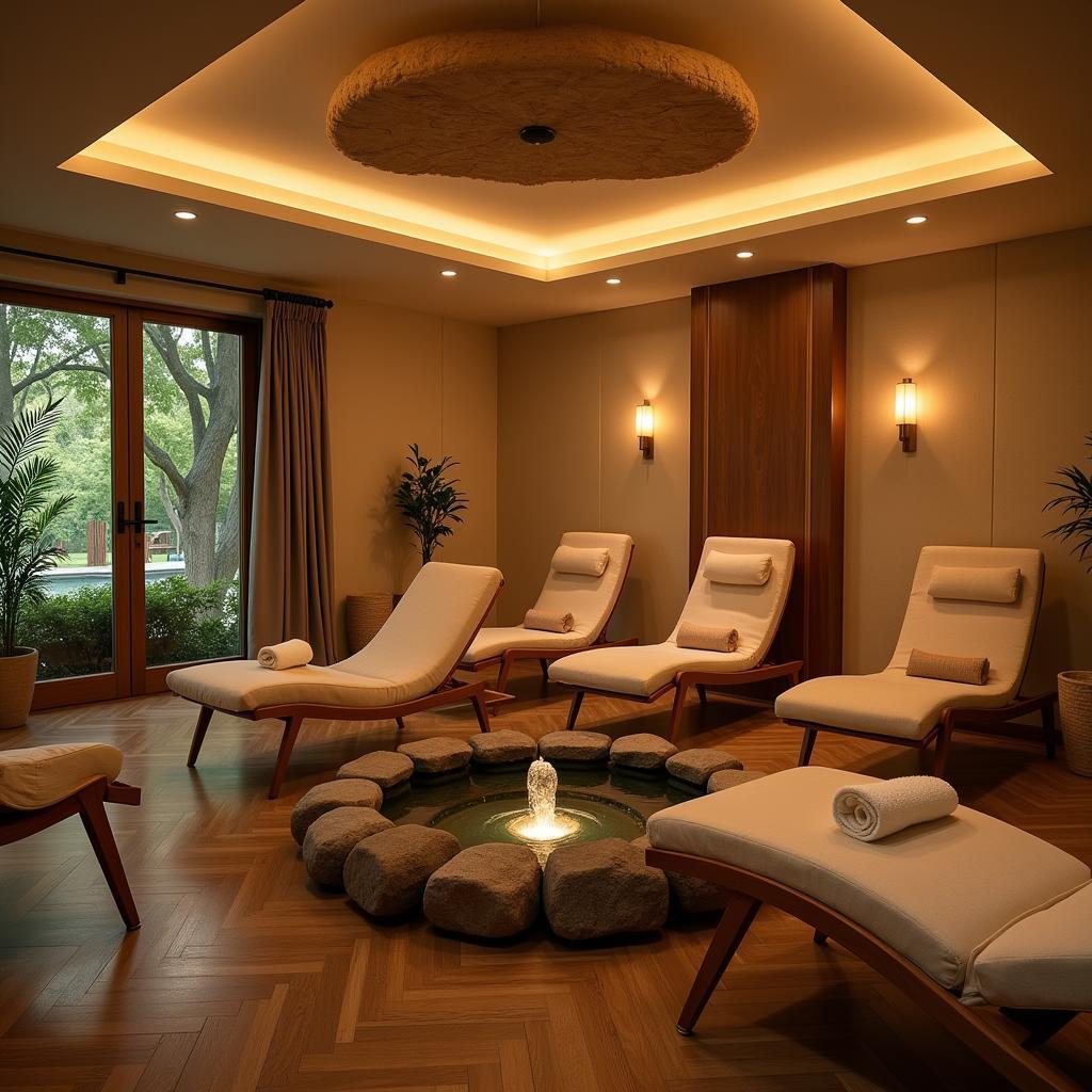 Relaxation room in a creation spa with comfortable seating and calming decor.