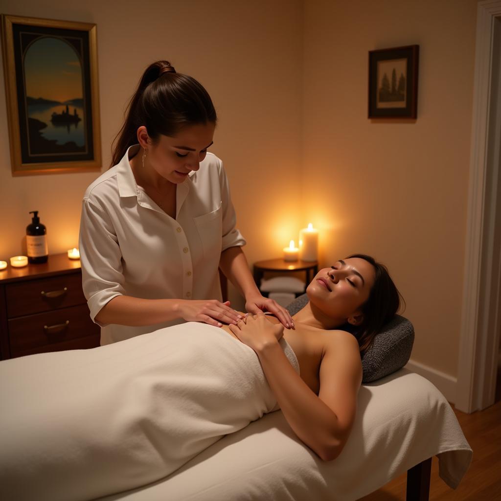 Woman enjoying a relaxing massage at a day spa