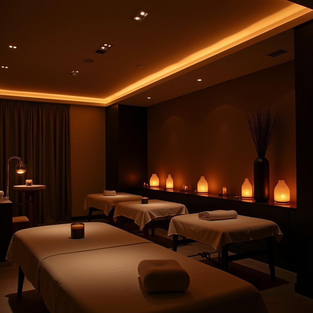 Tranquil therapy room within Delhi Airport spa