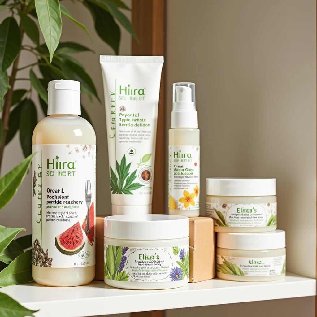 A display of organic and sustainable spa products