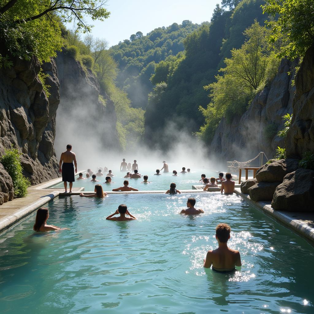 Relaxing in a Forges Spa Thermal Pool