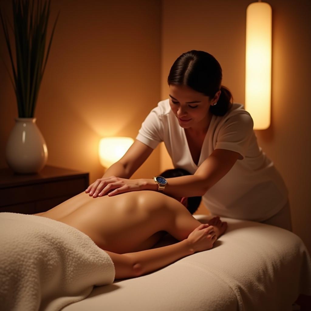 Relaxing massage therapy in a tranquil spa setting