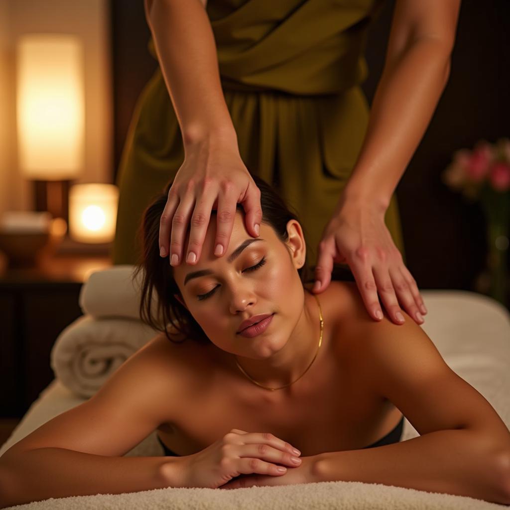 A relaxing spa treatment at Grace Resort and Spa, featuring traditional Himalayan therapies.