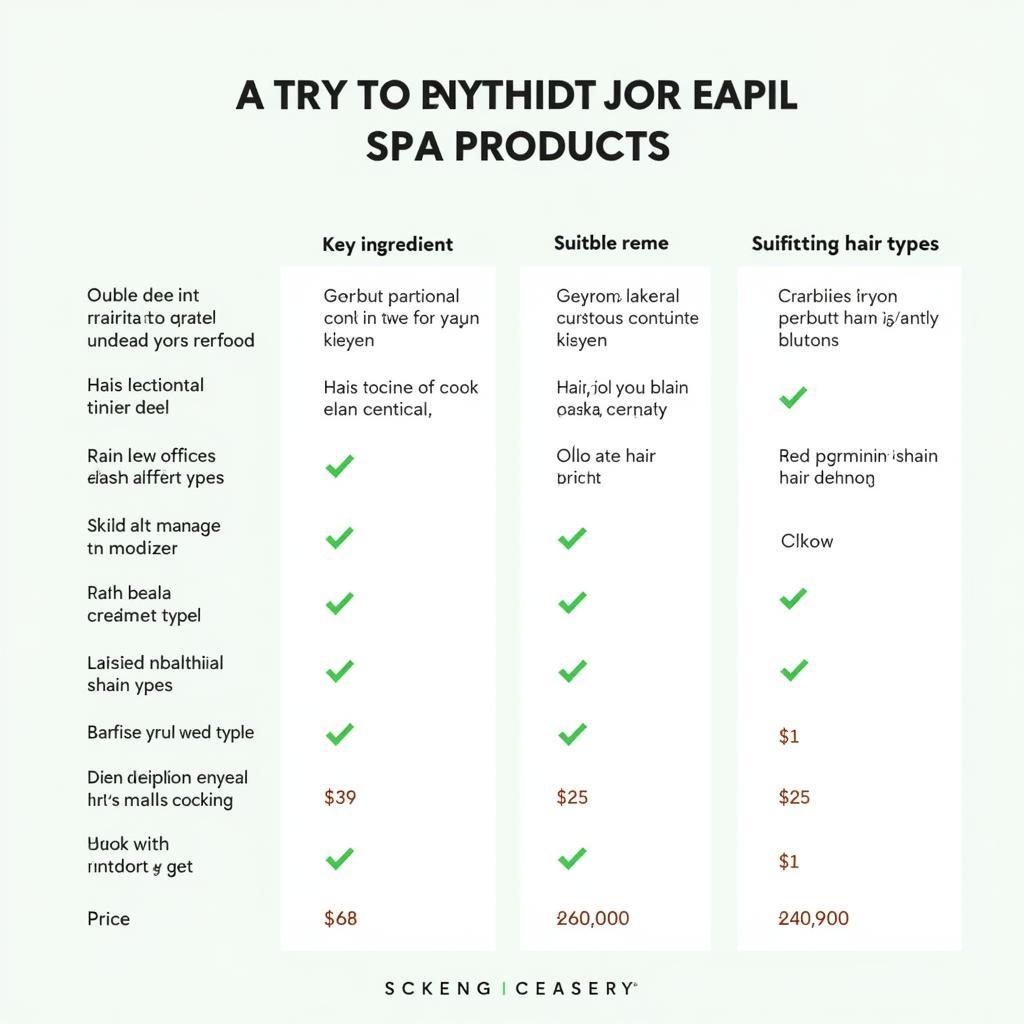 Comparison Chart of Popular Hair Spa Products