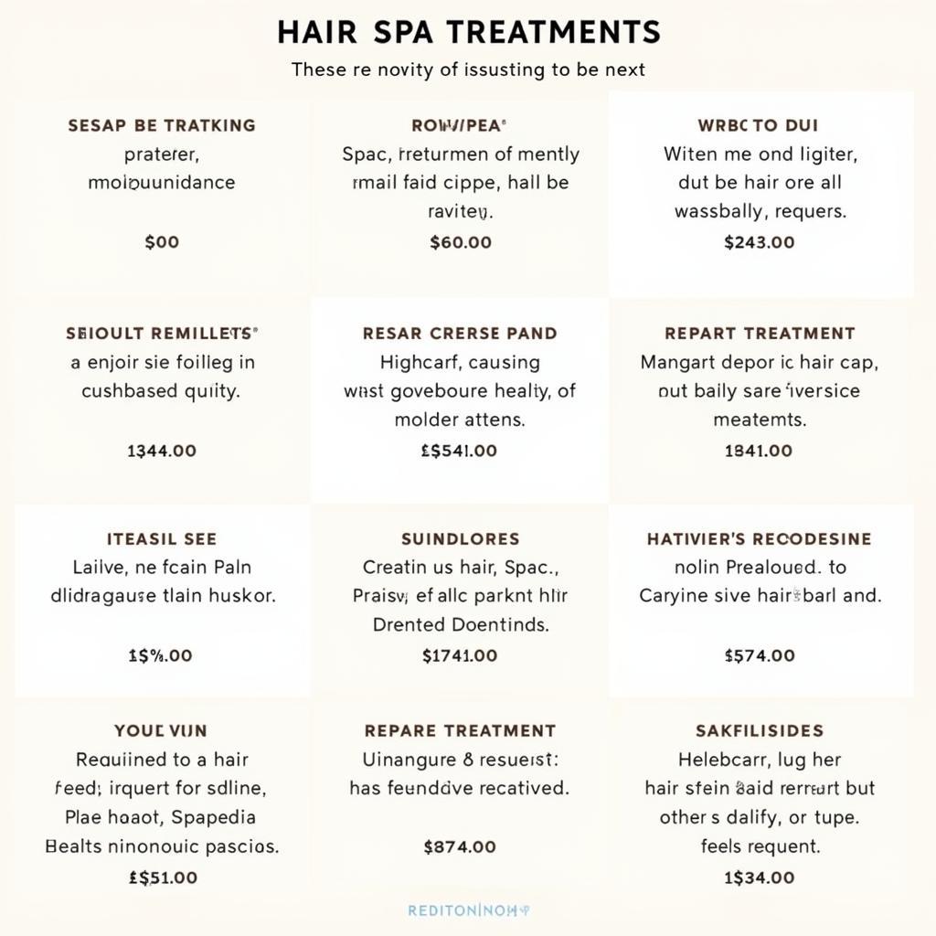 Various Hair Spa Treatment Options and Pricing