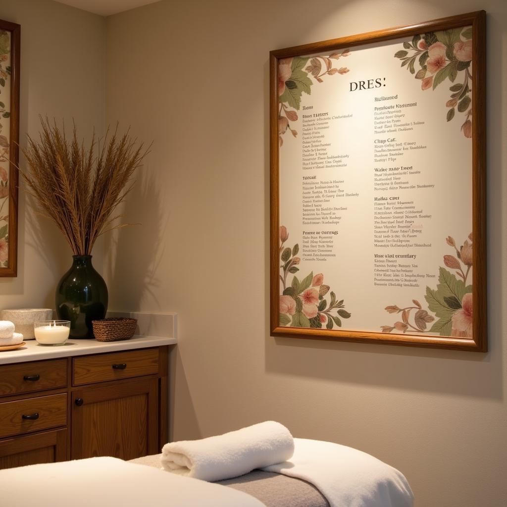 Korean Spa Treatment Room with Price List Visible