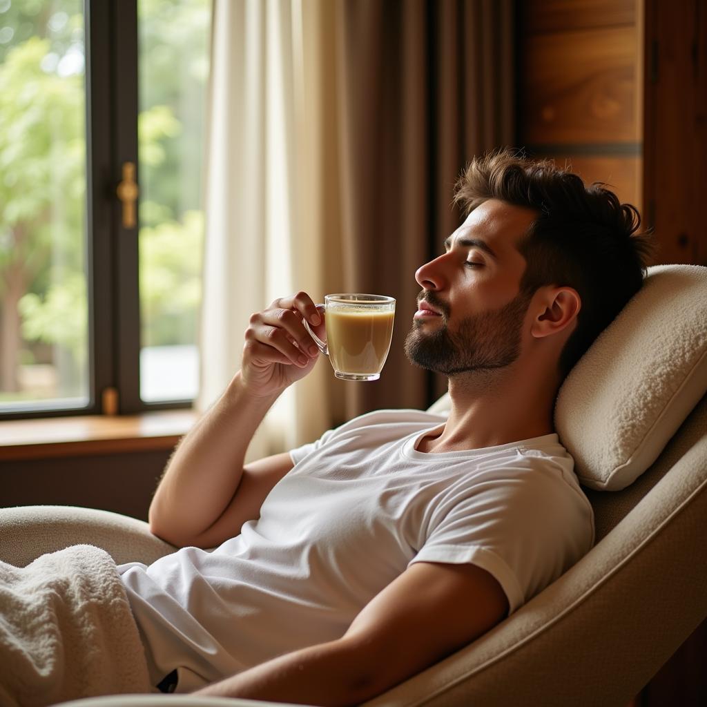 Man Relaxing after Spa Treatment in Lucknow