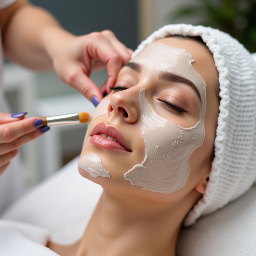 Close-up of a facial treatment being performed in a Pimple Saudagar spa