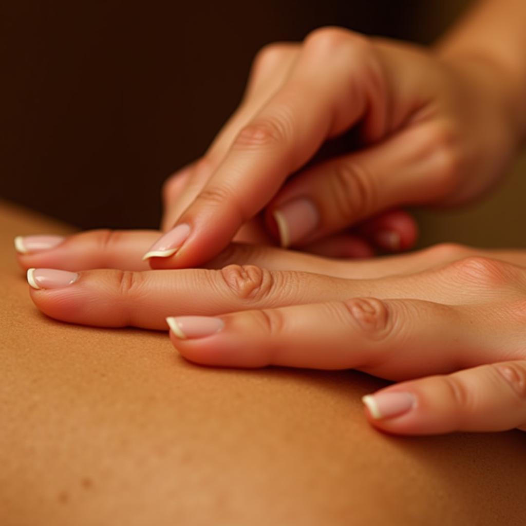 Close-up of a hand receiving a quick spa massage