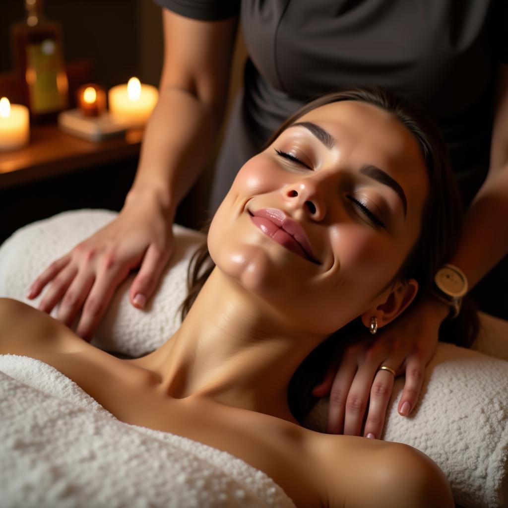 Woman enjoying a relaxing massage at a spa