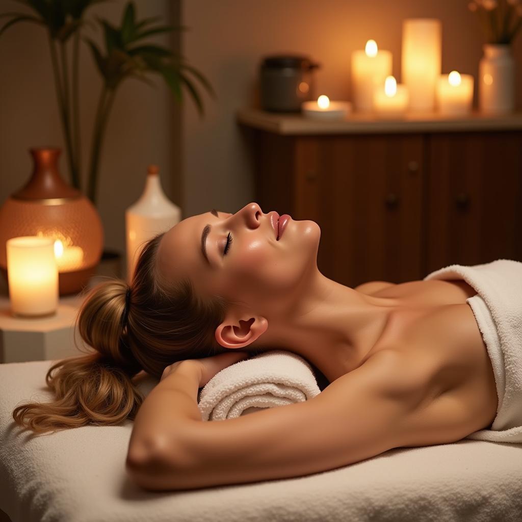 Woman enjoying a relaxing spa treatment