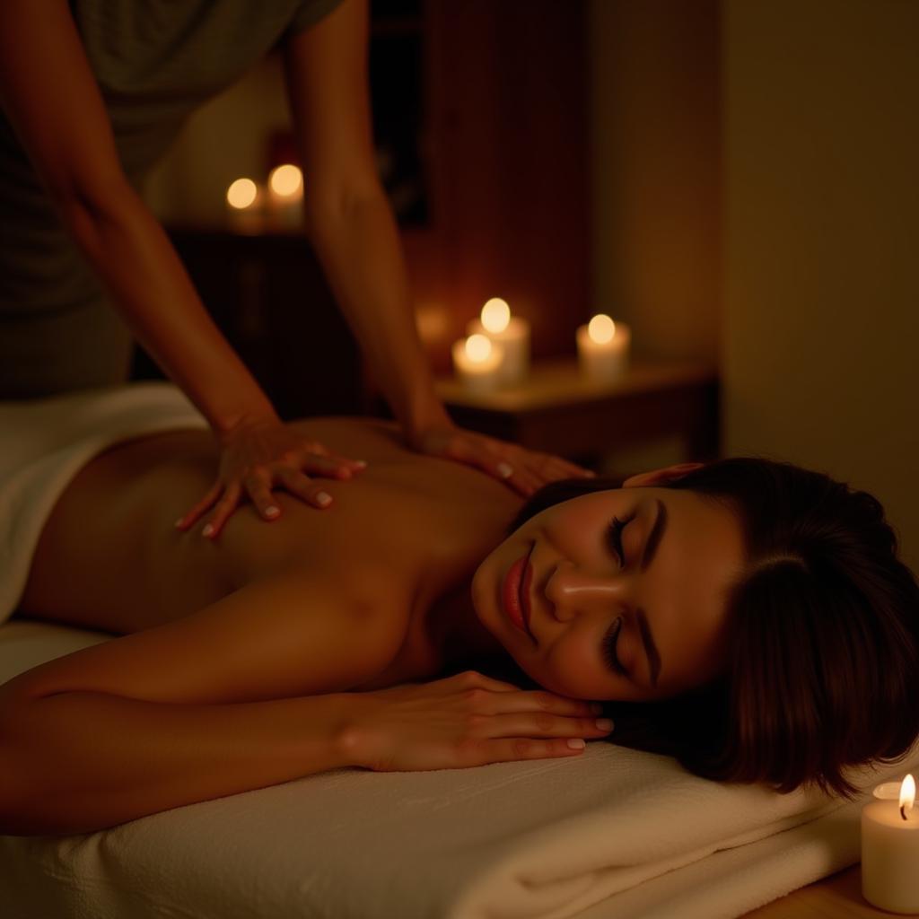 Woman enjoying a relaxing spa massage treatment