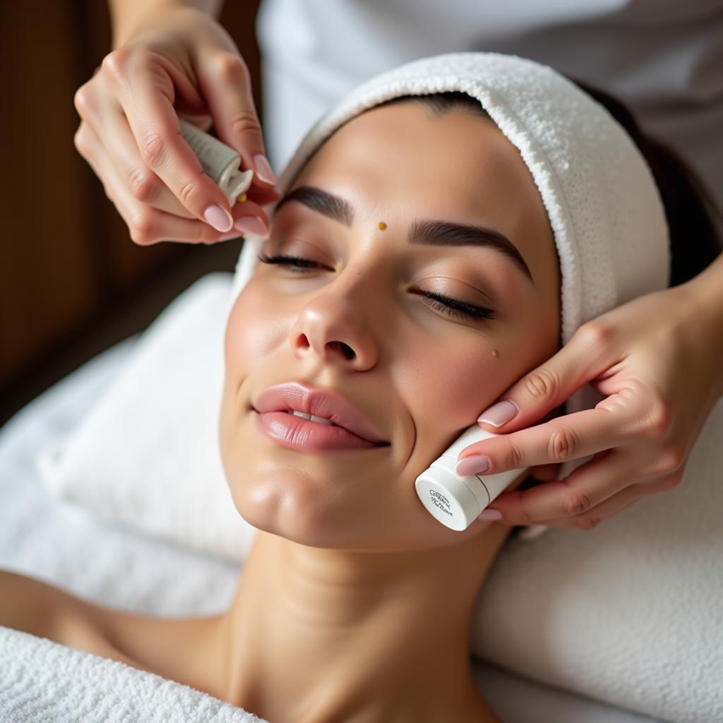 Facial treatment at a remedy salon and spa