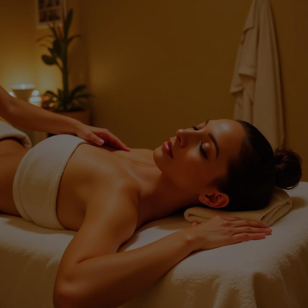 Relaxing massage at a remedy salon and spa