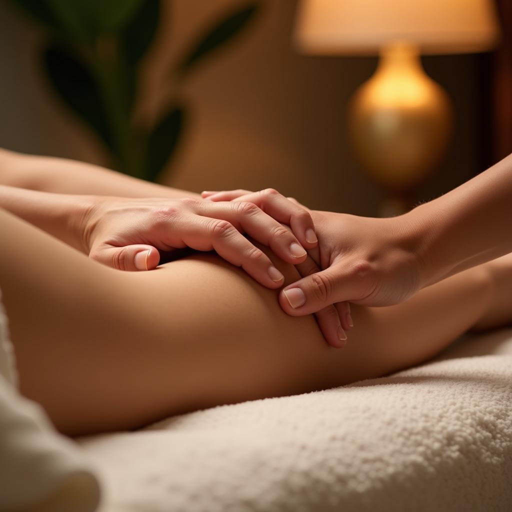 Couple holding hands during a relaxing massage in Hyderabad