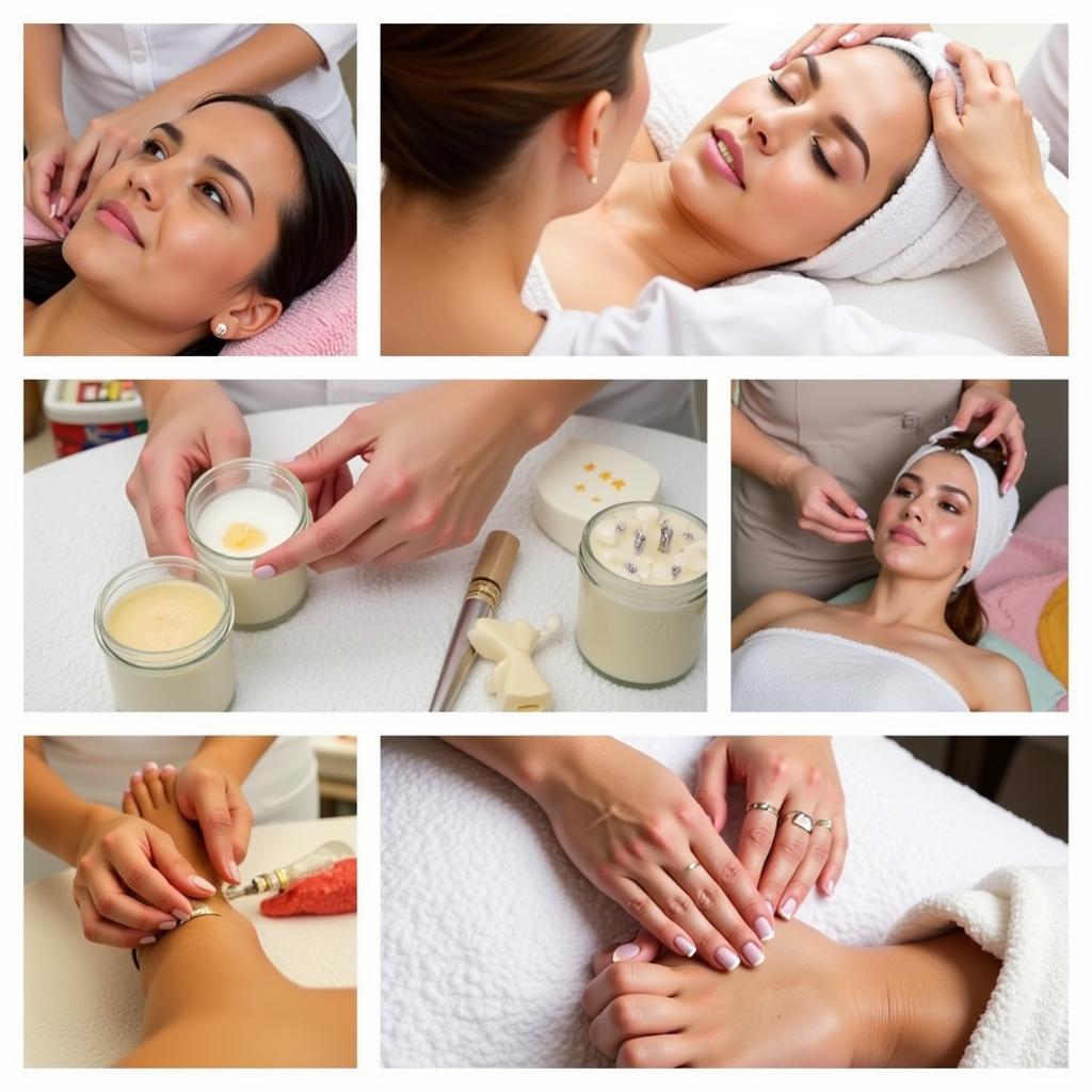 Variety of salon and spa treatments available for clients.