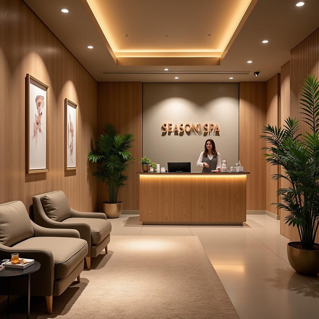 Warm and welcoming reception area of a Seasons Spa