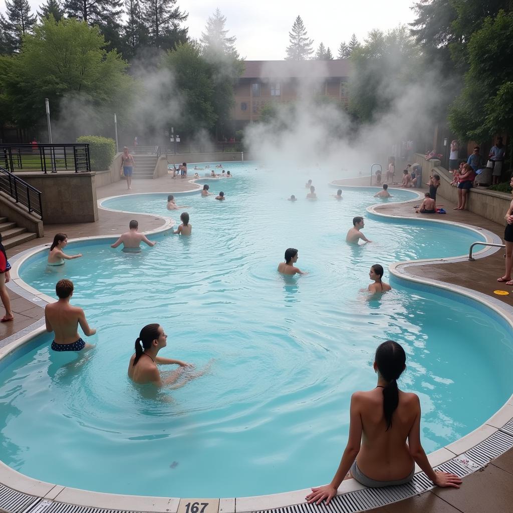 Hydrotherapy pools in a spa circuit