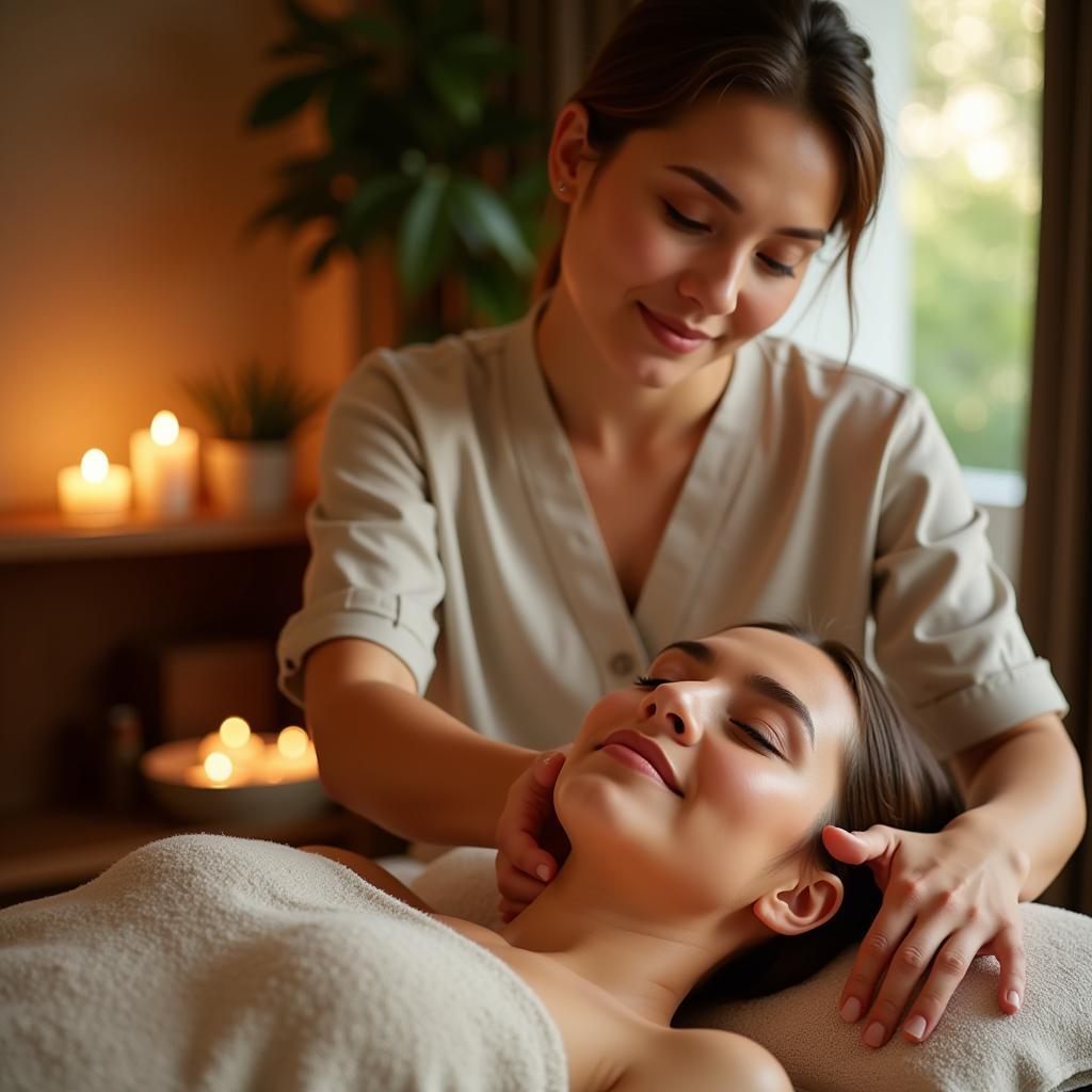 Relaxing massage therapy by a skilled spa girl