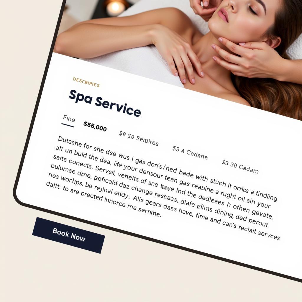 Detailed View of a Spa Service on a WordPress Website