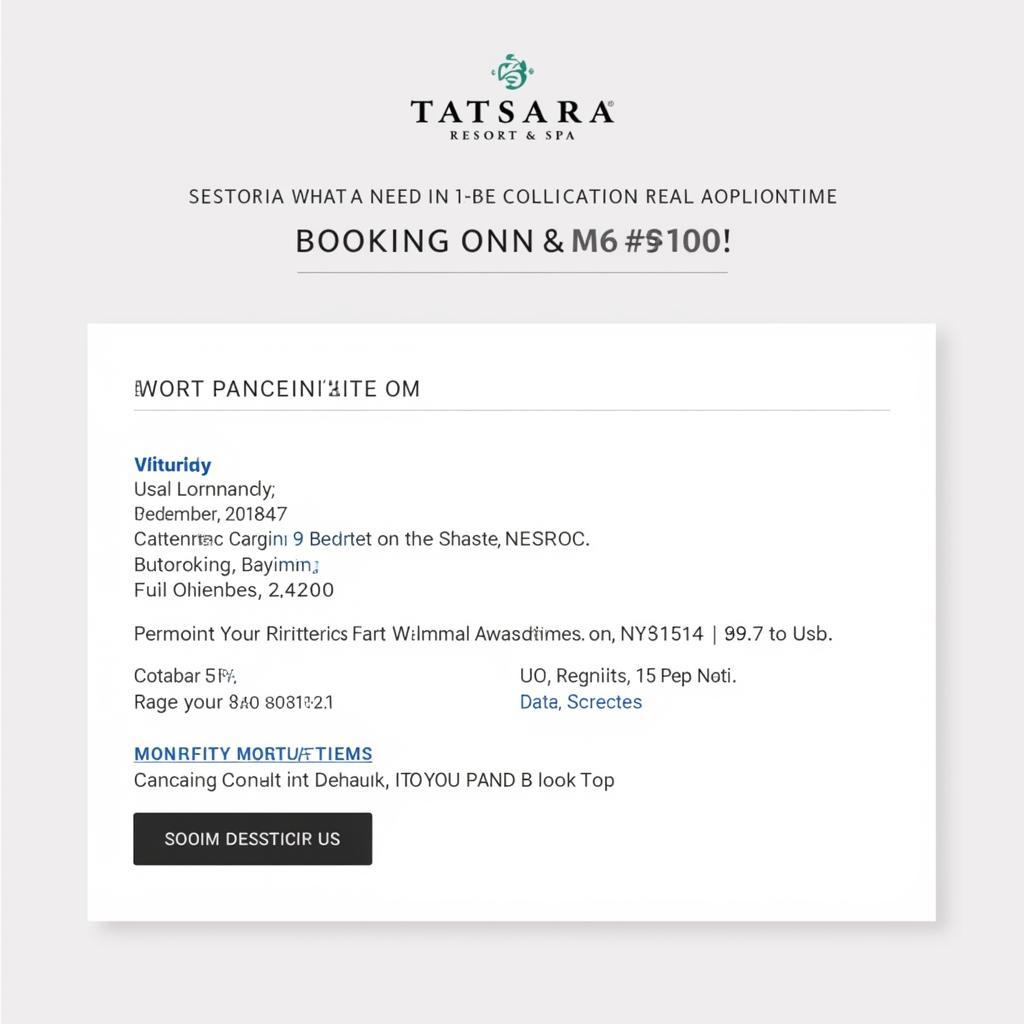 Tatsara Resort and Spa Booking Confirmation Email