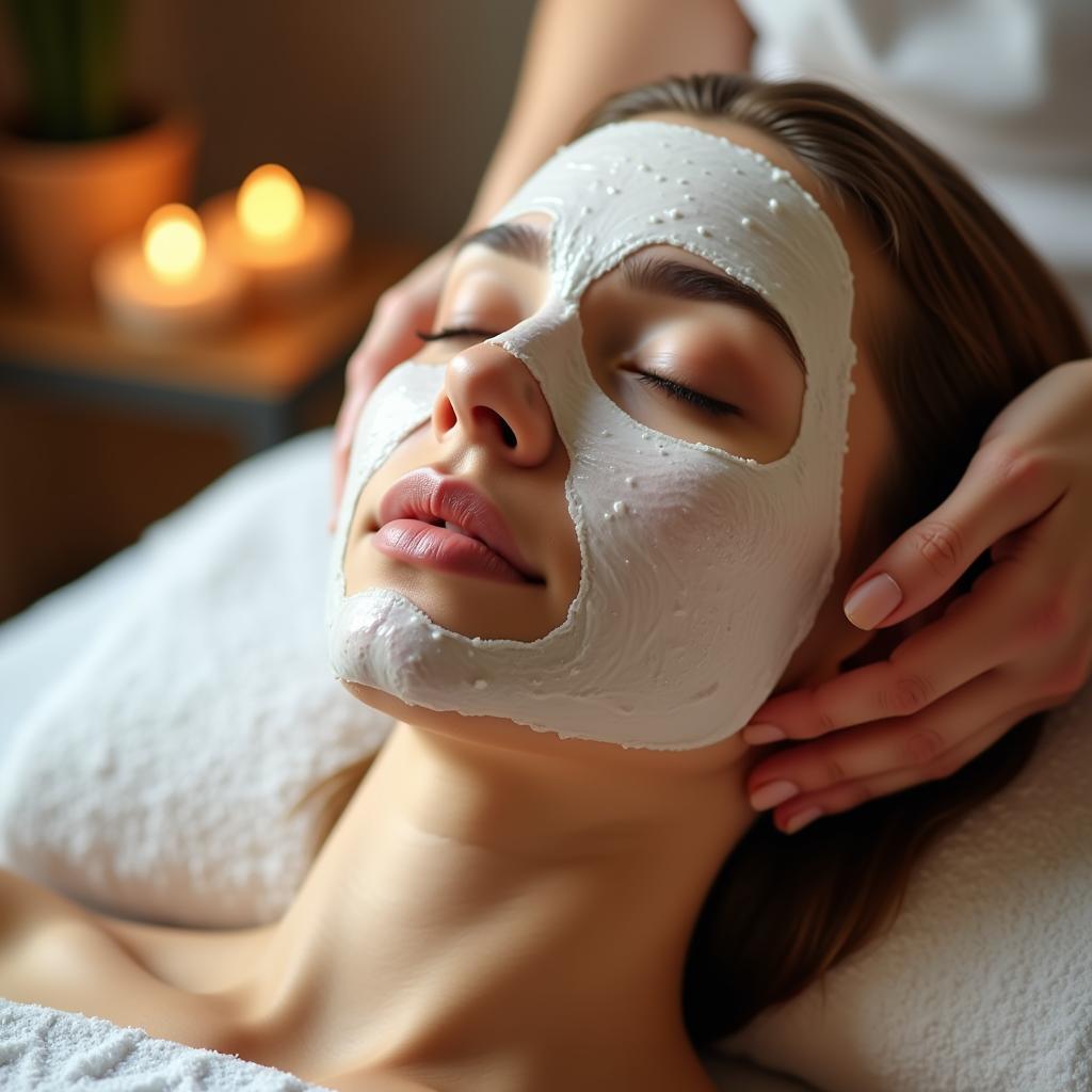 Woman Enjoying a Facial During Spa Time