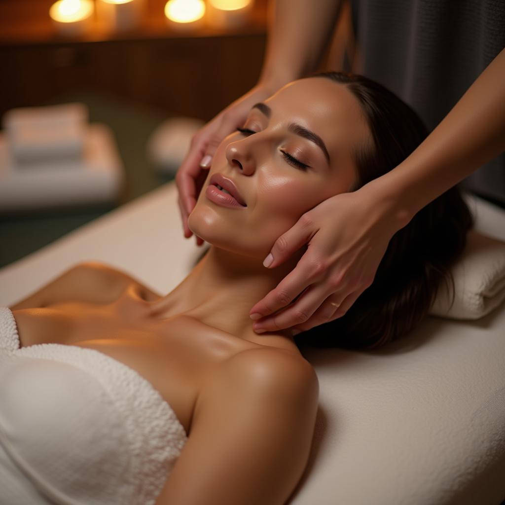 A woman enjoying a relaxing focus spa treatment.