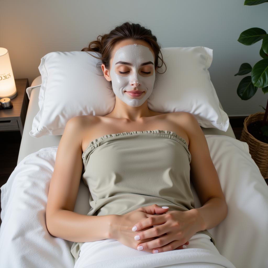 Enjoying a facial at the airport spa